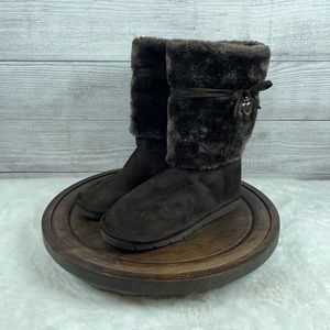 Kids Michael Kors Apple Pie 2 Chocolate Furry Boots Size 2